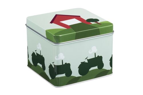 Small Tin Box, Tractor and Barn, (Green)