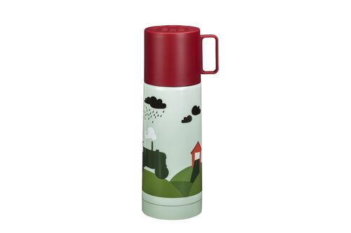 Vacuum Flask, Tractor and barn, (Green)