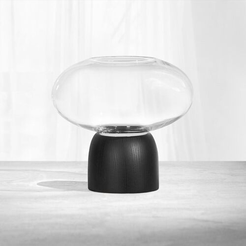 Porcini Vase Black/Clear Glass, h. 22 cm