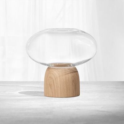 Porcini Vase Oak/Clear Glass, h. 22 cm