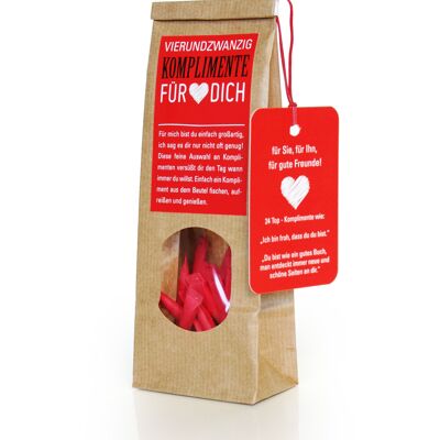 24 COMPLIMENTS FOR YOU! 24 red, lovely fairground tickets in a gift bag