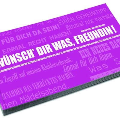 Gutscheinbuch für Freundinnen "WÜNSCH DIR WAS, FREUNDIN!" 12 Postkarten in einem Geschenkbuch