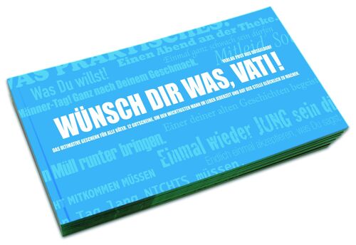 Gutscheinbuch für Väter "WÜNSCH DIR WAS, VATI!" 12 Postkarten in einem Geschenkbuch