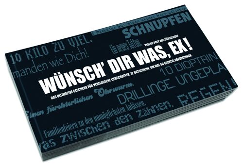 Gutscheinbuch für Verflossene "WÜNSCH DIR WAS, EX!" 12 Postkarten in einem Geschenkbuch