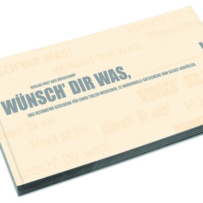 Voucher book to fill out yourself "WÜNSCH DIR WAS, BLANKO!" 12 postcards in a gift book