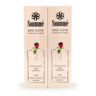 Soummé Rosenwasser - 100% natürlich - 2 x 60 ml Pump Spray - (ganze 120ml) -  vegan und bio zertifiziert