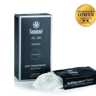 Sobres / toallitas de protección antitranspirante para hombres 14 piezas - 8,5 ml por toallita (119 ml) - cosmético