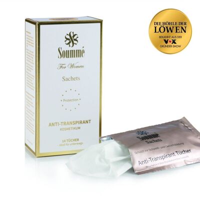 Sobres/toallitas de protección antitranspirante para mujer 14 piezas - 8,5 ml por toallita (119 ml) - cosmético