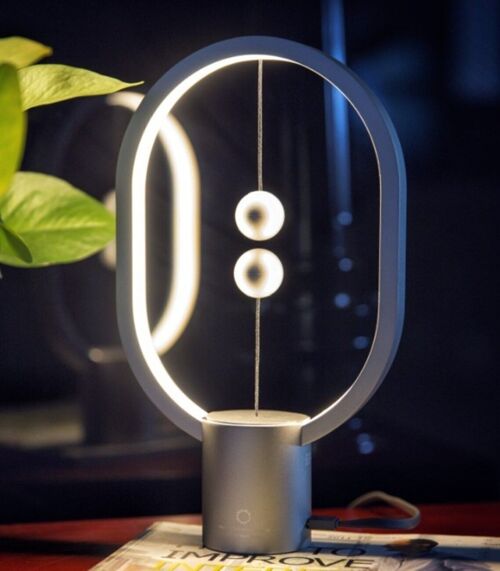 Lampe magnétique et décorative LED - Heng Balance Ellipse Mini Aluminium Argent