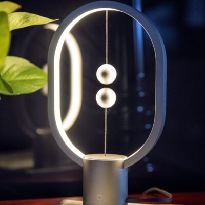 Magnetische und dekorative LED-Lampe - Heng Balance Ellipse Mini Aluminium Silber