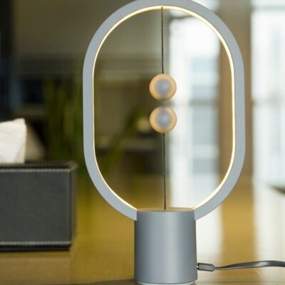 Magnetische und dekorative LED-Lampe - Heng Balance Ellipse Mini Hellgrau