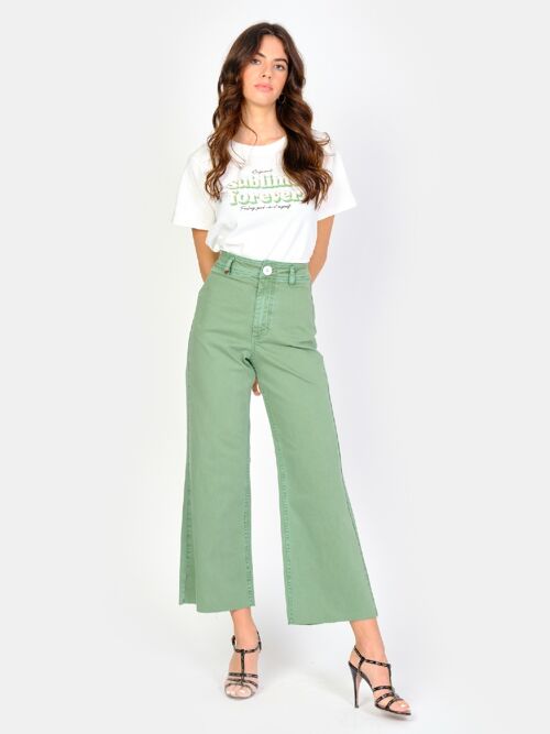 Wide cropped fauve olive