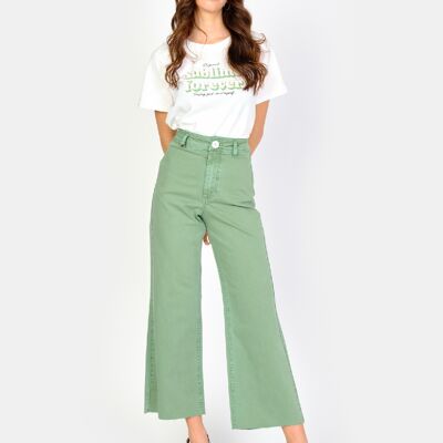 Wide cropped fauve olive