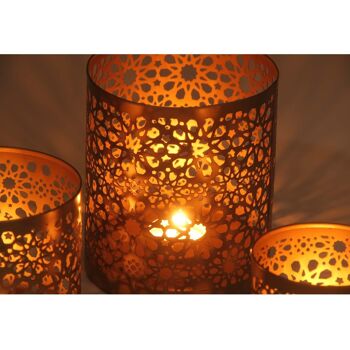 Orientalische Windlichter Set Navin Stil zu Sie marokkanischer Kaufen in | Großhandelspreisen Gold Teelichthalter 3er