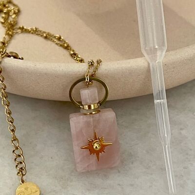 Esmeralda Necklace in Natural Stone - Pink Quartz