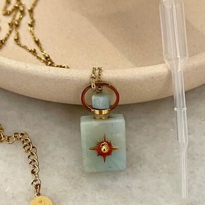 Collier Fiole Esmeralda en Pierre Naturelle - Amazonite