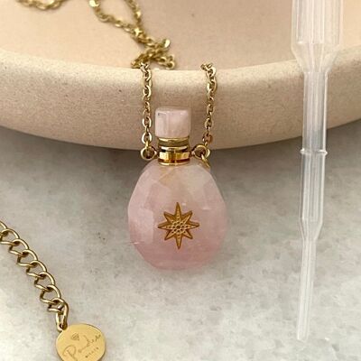 Anabella Necklace in Natural Stone - Pink Quartz