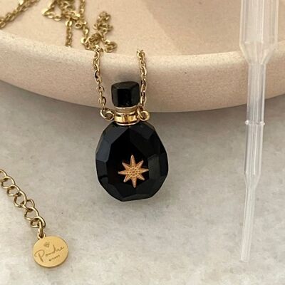 Anabella Vial Necklace in Natural Stone - Onyx