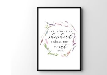 Le Seigneur est mon berger (Psaume 23:1) - A4 Print/Poster 2