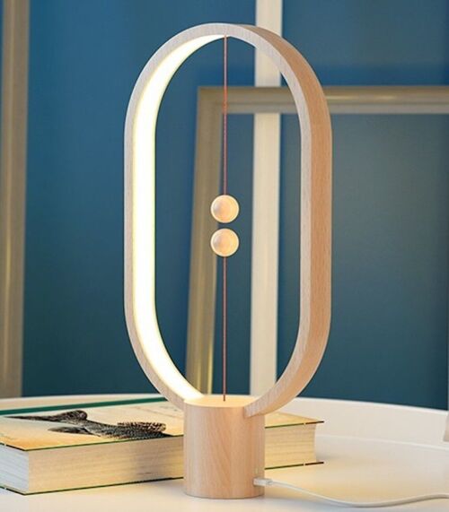 Lampe magnétique et décorative en bois LED - Heng Balance Ellipse