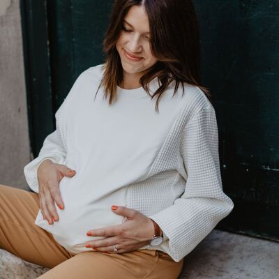 Felpa Julia ecru per gravidanza e allattamento