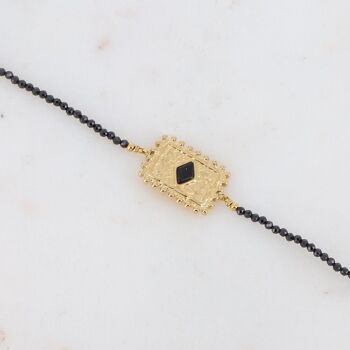 Bracelet Cardi doré avec agates noires et pierre Onyx 4