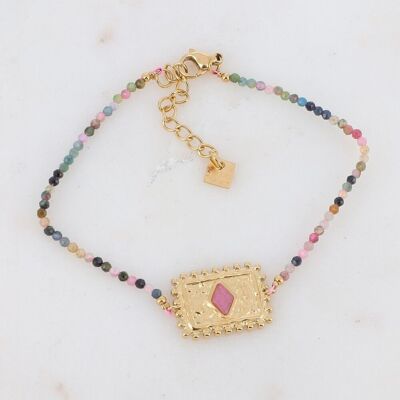 Bracciale Golden Cardi con tormaline e pietra di agata rosa