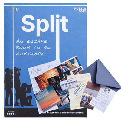 Une salle d'évasion dans une enveloppe : The Split. Puzzle de jeu de société