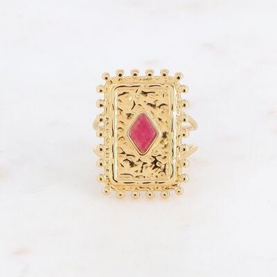 Goldener Cardi-Ring mit rosa Achatstein