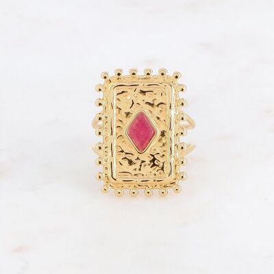 Anello Cardi dorato con pietra Agata Rosa