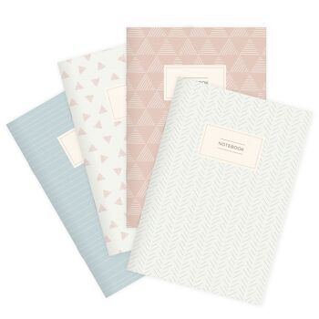 Lot de 4 Carnets Motifs Dessinés à la Main A5 1