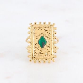 Bague Cardi dorée avec pierre Malachite 1