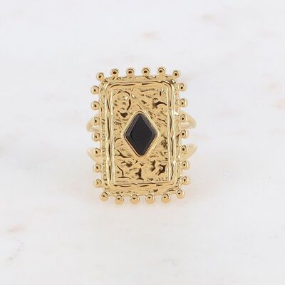 Anillo Cardi dorado con piedra Onyx