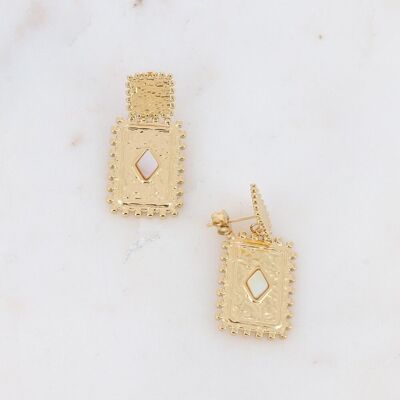 Goldene Cardi-Ohrringe mit weißem Perlmuttstein