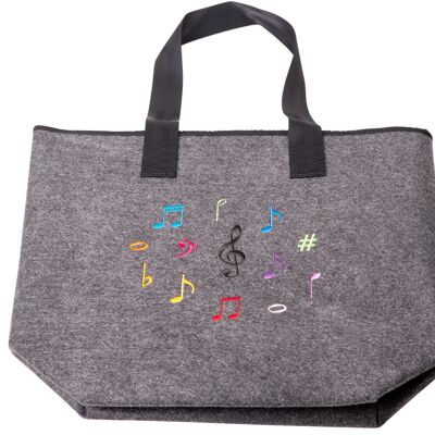 Felt handle bag with colorful music notes