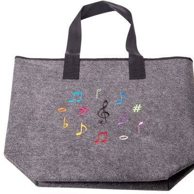 Bolso de fieltro con notas musicales de colores