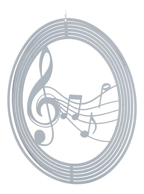 Edelstahl-Windspiel mit Violinschlüssel und Noten