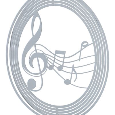 Edelstahl-Windspiel mit Violinschlüssel und Noten