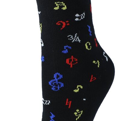 black music socks with colorful notes