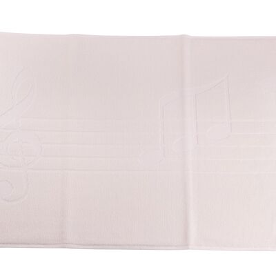 Bathroom template with treble clef and staves as high/low weave, cream