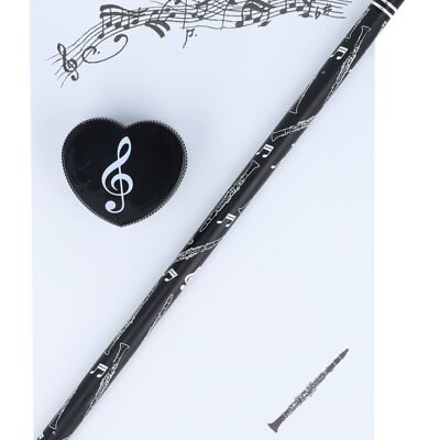 Schreibset Bleistift, Spitzer und A6-Block mit verschieden Instrumenten