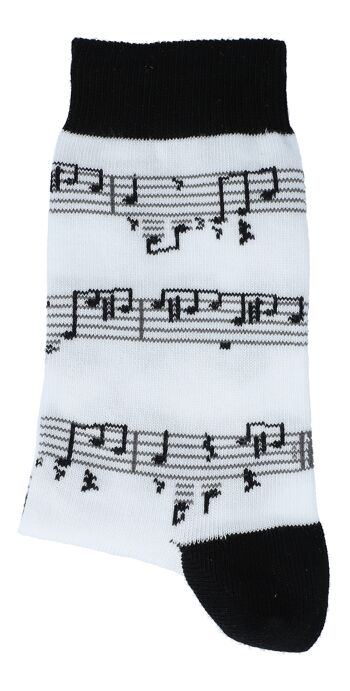 chaussettes de musique blanches avec ligne de portée noire 2