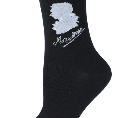 Mozart-Socken mit Silhouette und Unterschrift, Komponist