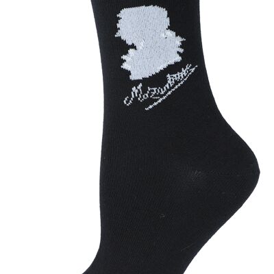 Mozart socks with silhouette and signature, composer