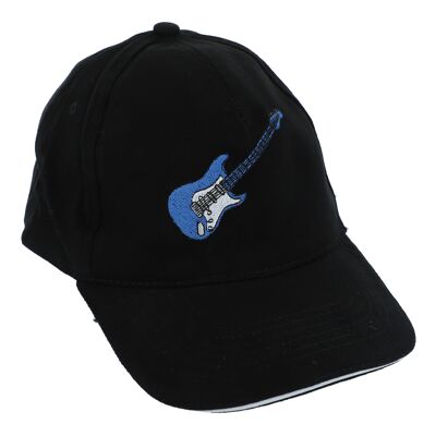 Gorra de béisbol con instrumentos bordados, negro, algodón