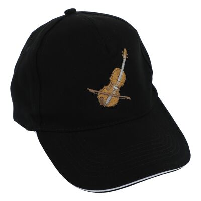 Gorra de béisbol con instrumentos bordados, negro, algodón