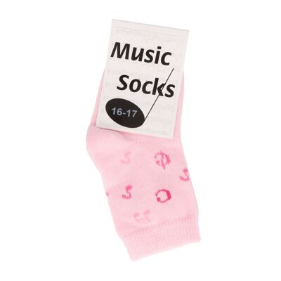 Baby socks with notes in pink or blue, size 16/17