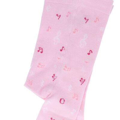 Baby tights in rose/pink with notes