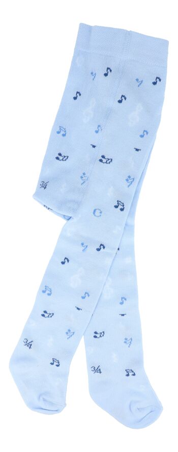 Collants bébé bleu clair avec notes
