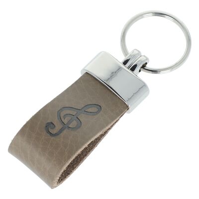 Leather key ring with embossed treble clef, different colors